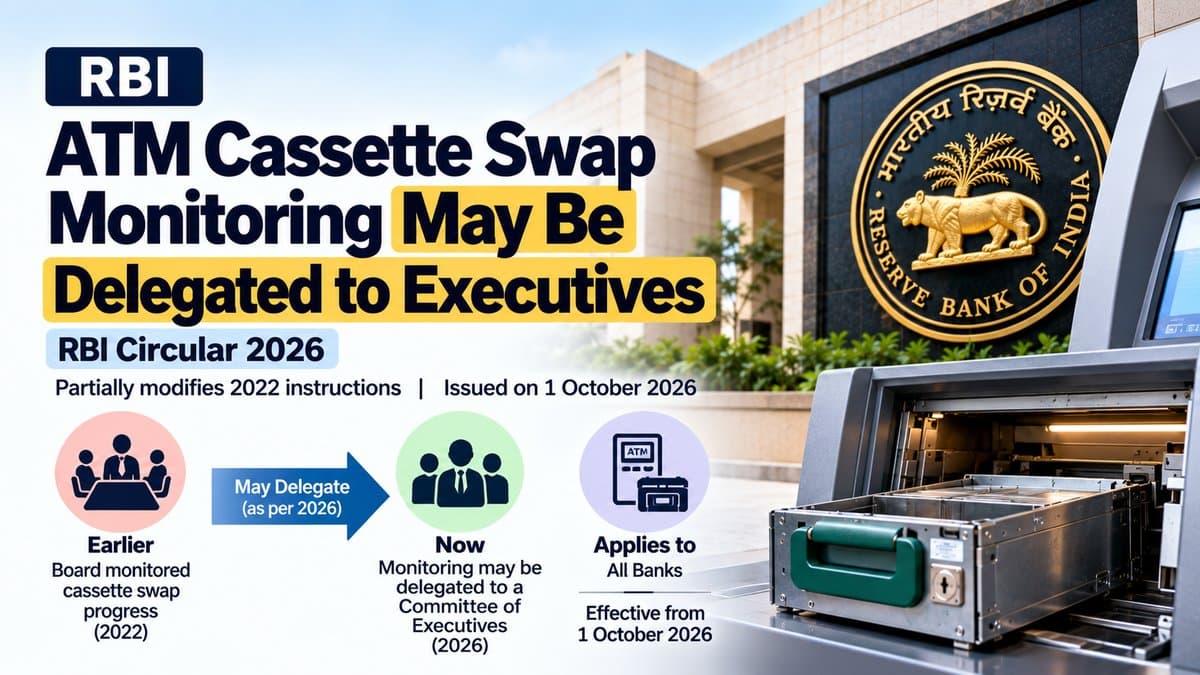 RBI Allows Banks to Delegate ATM Cassette Swap Monitoring to a Committee of Executives