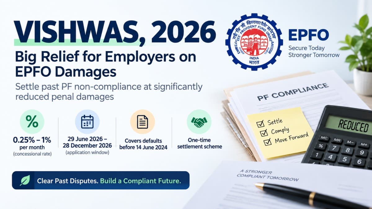 EPFO VISHWAS 2026 Scheme: Settle Old PF Damages at Concessional Rates