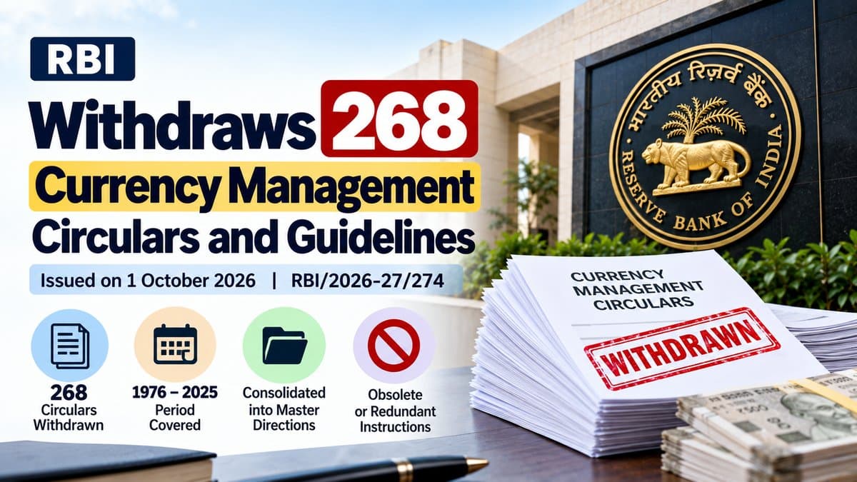 RBI Withdraws 268 Currency Management Circulars (October 2026): What Banks Need to Know