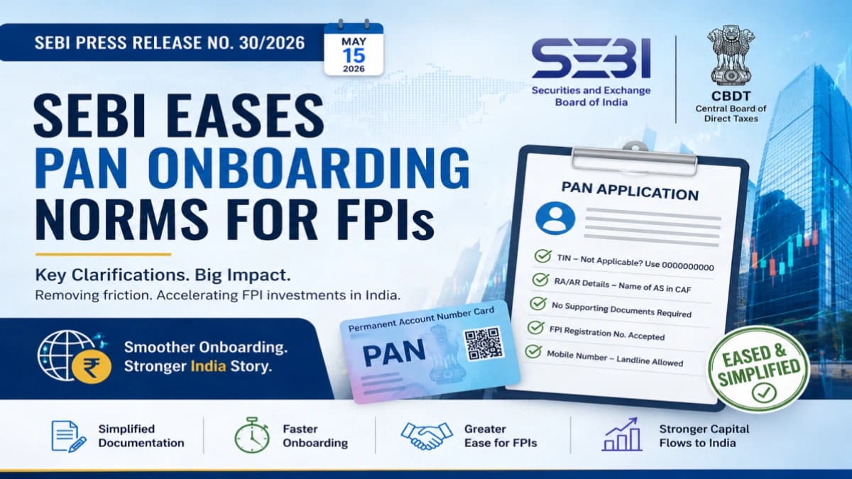 SEBI–CBDT Ease PAN Allotment Rules for FPIs: What Changed and How CAF Onboarding Is Impacted