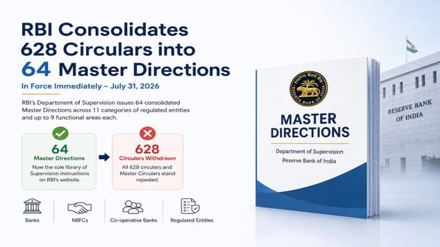 RBI Consolidates 628 Circulars into 64 Master Directions (2026)