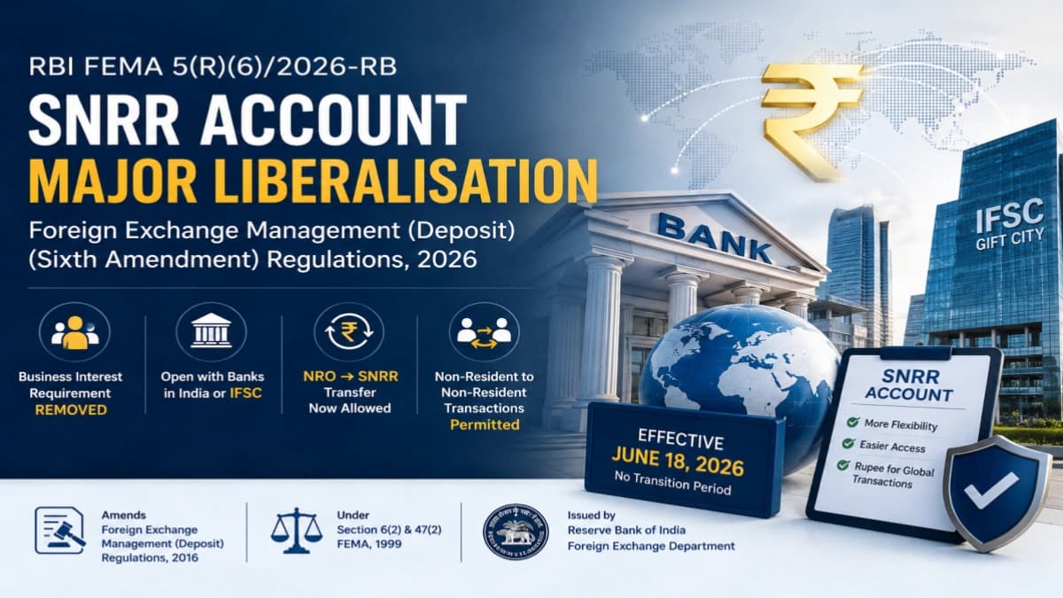 RBI Issues Foreign Exchange Management (Deposit) Sixth Amendment Regulations, 2026 — SNRR Account Norms Eased
