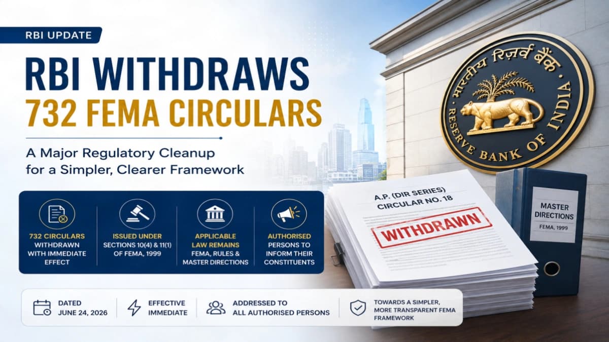 RBI Withdraws 732 Defunct FEMA Circulars Under Regulatory Rationalisation Drive (A.P. DIR Series Circular No. 18, 2026)