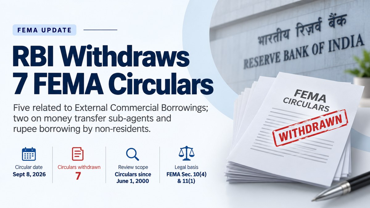 RBI Withdraws Seven Superseded FEMA Circulars, Mostly on External Commercial Borrowings
