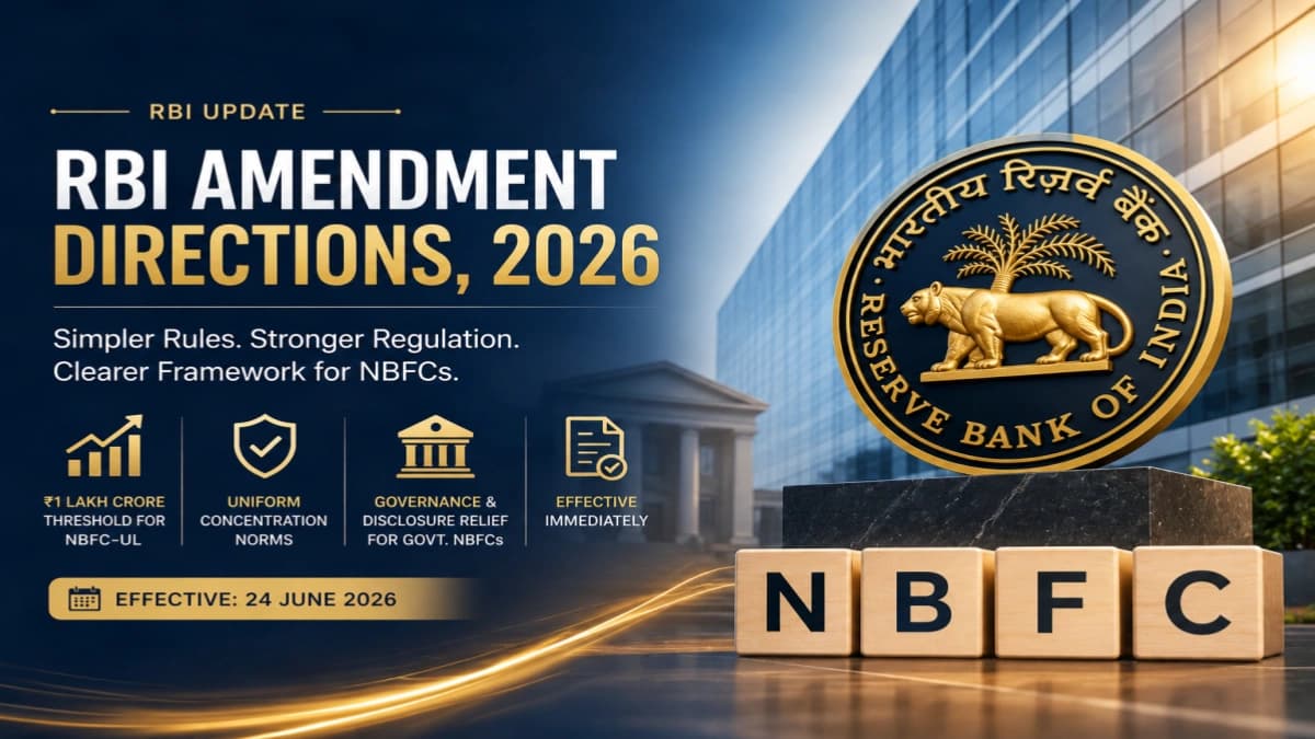 RBI Overhauls NBFC Upper Layer Identification: ₹1 Lakh Crore Asset Threshold, Government NBFC Inclusion and Concentration Norm Reforms — Amendment Directions 2026