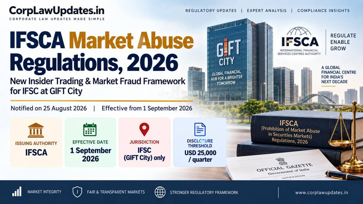 IFSCA (Prohibition of Market Abuse in Securities Markets) Regulations, 2026: GIFT City Gets Its Own Insider Trading and Fraud Law