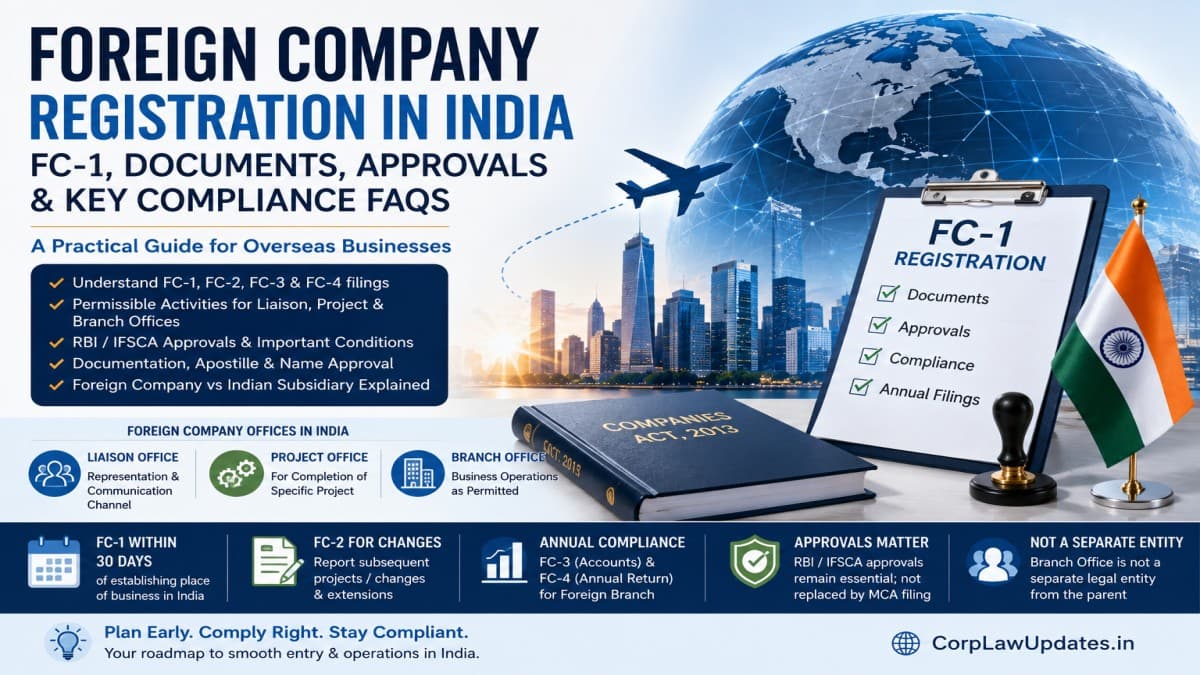 Foreign Company Registration in India: FC-1, Documents, Approvals and Compliance FAQs