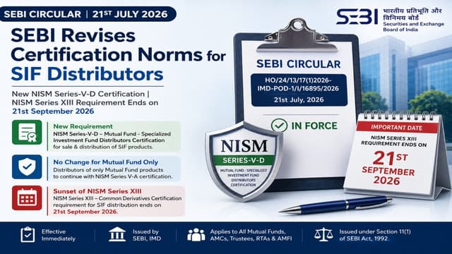 SEBI Introduces New NISM Series-V-D Certification for SIF Distributors, Effective Immediately