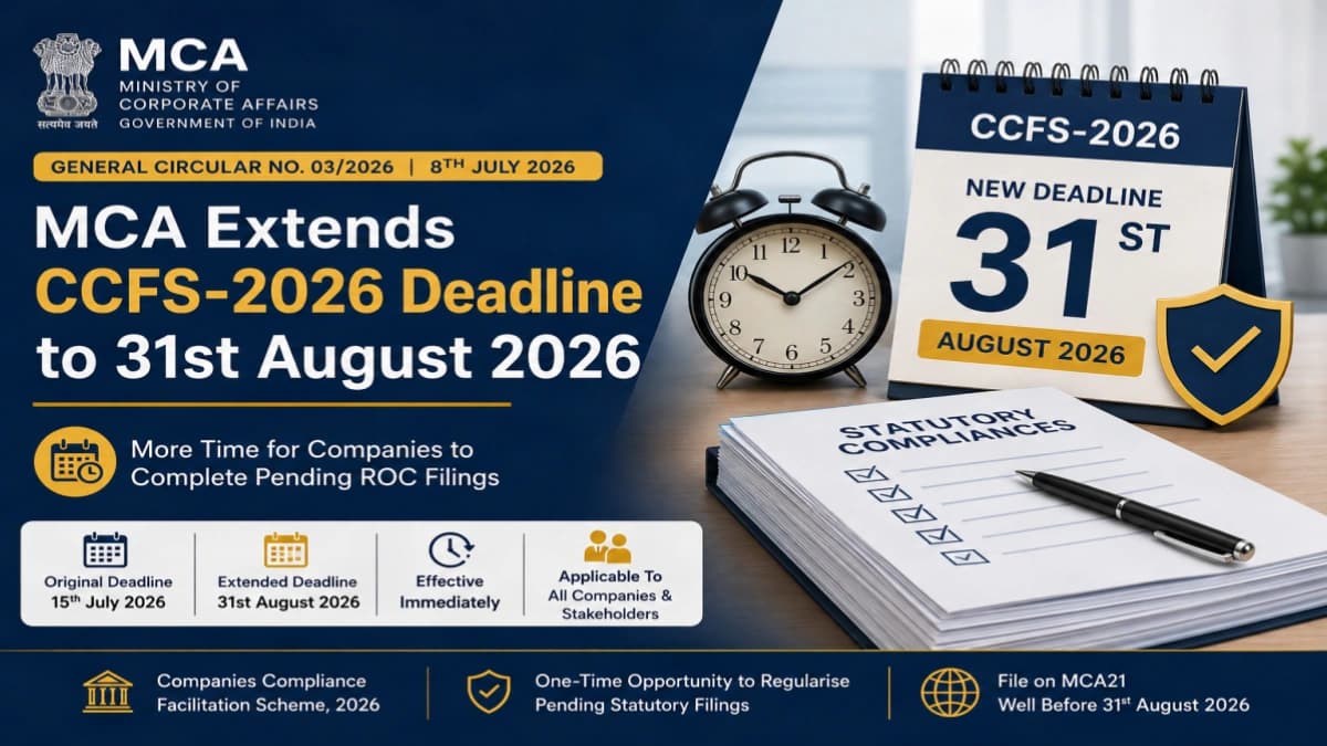 MCA Extends Companies Compliance Facilitation Scheme 2026 (CCFS-2026) to 31st August 2026