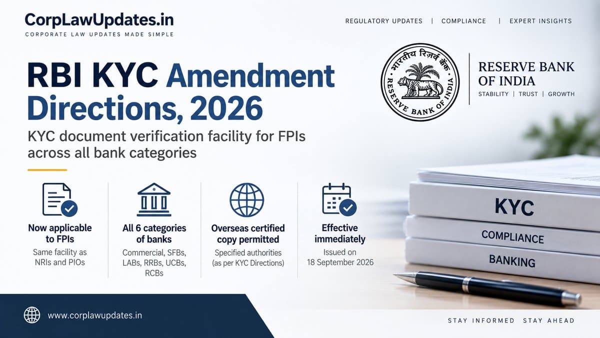 RBI Extends NRI/PIO Certified-Copy KYC Facility to FPIs Across All Bank Categories