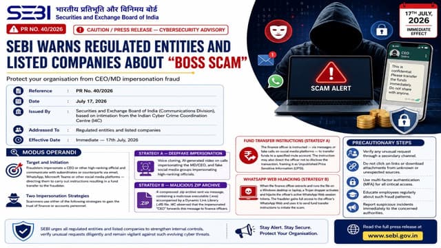 SEBI Issues Caution to Regulated Entities and Listed Companies on "Boss Scam" โ CEO/MD Impersonation Fraud 2026