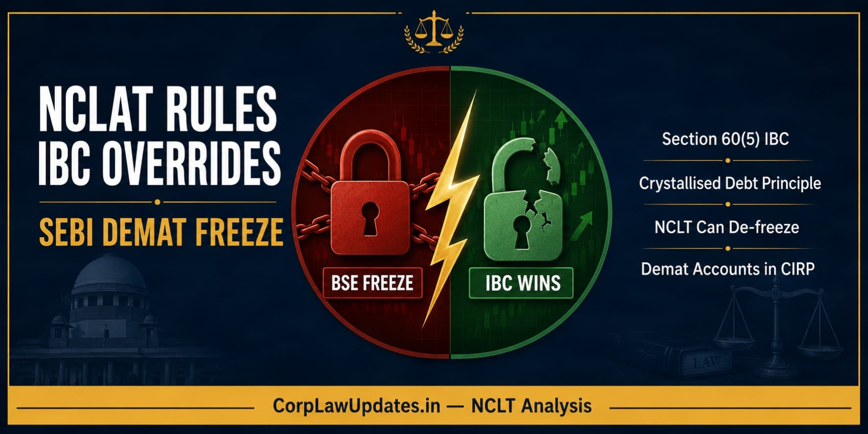 NCLAT Rules IBC Overrides SEBI Freeze — NCLT Can De-freeze Demat Accounts of Corporate Debtors During CIRP and Liquidation