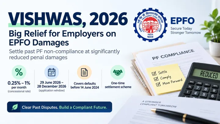 EPFO VISHWAS 2026 Scheme: Settle Old PF Damages at Concessional Rates