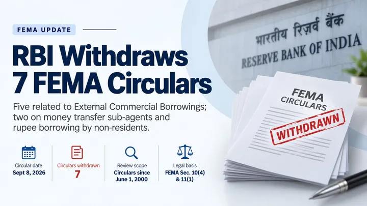 RBI Withdraws Seven Superseded FEMA Circulars, Mostly on External Commercial Borrowings