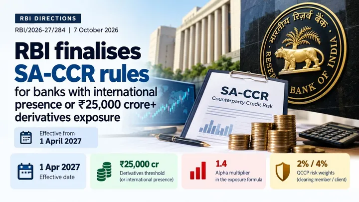 RBI SA-CCR Amendment Directions 2026: Counterparty Credit Risk Capital Rules from 1 April 2027