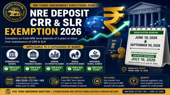 RBI CRR & SLR Third Amendment Directions 2026: NRE Term Deposits of 3+ Years Exempted — All 5 Bank Categories